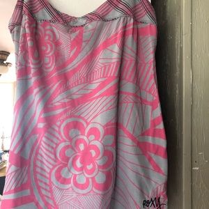 Roxy pink and gray tank top with adjustable strap